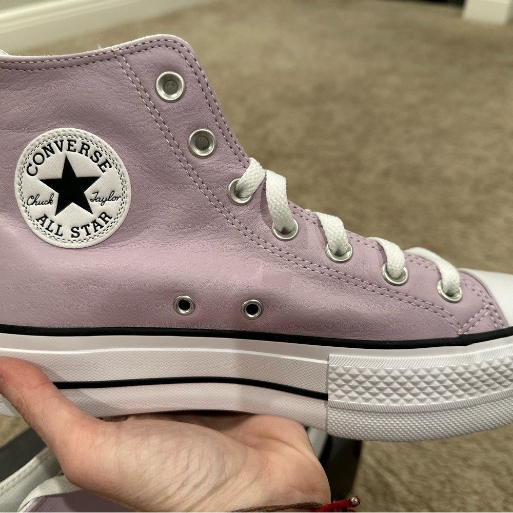 Converse Purple and White High-Top Sneakers Canvas Classic - Picture 7 of 8